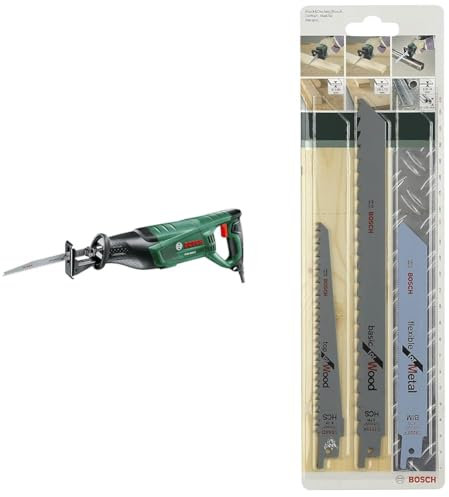 Bosch Säbelsäge PSA 900 E (900 Watt, im Karton) + Bosch 2609256715 DIY Säbelsägeblattset 3-teilig S922EF BIM / S644D HCS / S1111K HCS