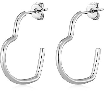 Philip Jones Silver Plated Heart Hoop Earrings