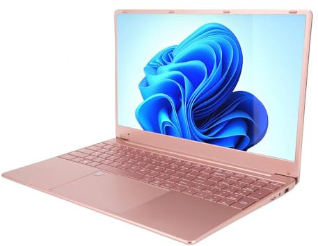 ASHATA 15,6-Zoll-Laptop mit N5095CPU, 16 GB, 128 GB ROM, Fingerabdruck-Entsperrung, 1920 X 1080 HD, Roségold, Leicht und Dünn, Tastatur mit Hintergrundbeleuchtung, Lange