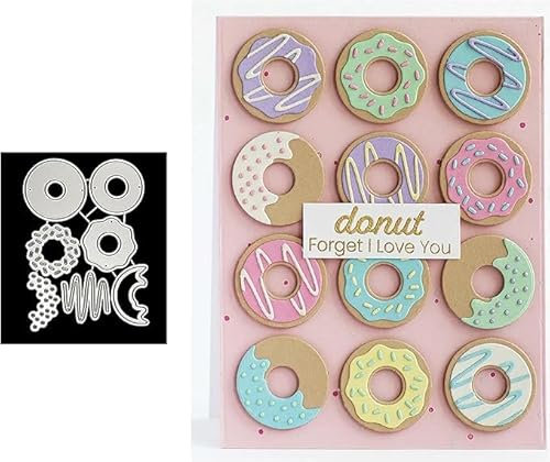 JIHFOHHA Doughnut Cutting Die Christmas Birthday Cake Embossing Metal Dies Cut for DIY Scrapbooking Album Decorative Paper Crafting Card Making