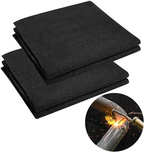 Acidea Welding Blanket, 2 Pack Fireproof Blank, Heat Resistant Up to 2000°F, Flame Retardant Fabric Carbon Felt for Grill Stove Pit Soldering Welders Plumbers, 12x36 inches
