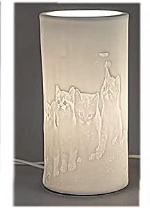 formano Dekolampe Lampe Tischlampe Porzellan Katze 12 x 23cm