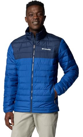 Columbia Men's Powder Lite Jacket, Puffer Jacket, Mountain Blue/Collegiate Navy, Size XL