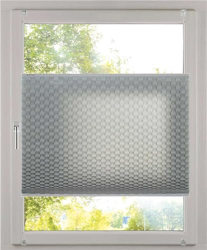 K-Home Klemmfix Plissee 3D-Effekt Grau 65 x 130 cm