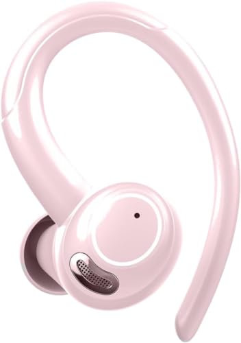 Csasan Bluetooth Kopfhörer Sport, In-Ear Bluetooth 5.3 Kopfhörer mit Ohrhaken, 48Std 3D Stereo CVC 8.0 HD Anruf Kopfhörer Kabellos mit HD Mic, Touch Control, LED-Anzeige, IP7 Wasserdicht Ohrhörer Rosa