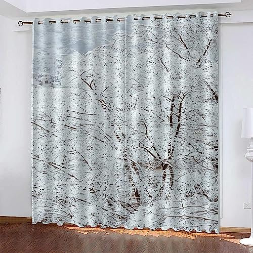 2 Stück Schlafzimmer Gardinen Lichtundurchlässig Winterwald Verdunkelungsvorhang Mit Ösen Für Schlafzimmer Raum Abdunkeln Fenster Vorhänge Blickdich