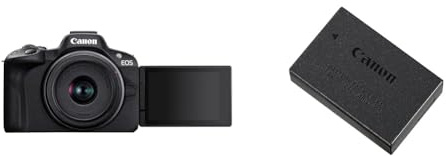 Canon EOS R50 Systemkamera + RF-S 18-45 is STM Objektiv - Spiegellose Kamera & 9967B002 Akku LP-E17, schwarz