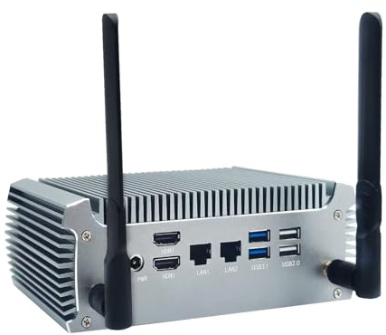 SJRC Mini PC Fanless Ryzen 7730U 8 Cores 16 Threads, 32GB DDR4 RAM 1TB SSD, 2 x Gigabit LAN, Small Office Business Desktop Computer, Micro Embedded PC, UHD 4K Dual Display