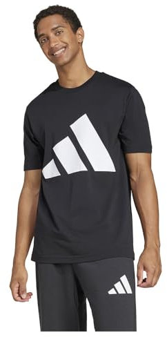 adidas Herren Essentials BIG Logo Single Jersey Tee, Black/White, XS