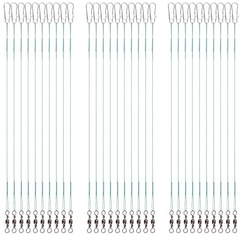 30 Pz Finali da Pesca, 23,5cm Acciaio Inossidabile Finale da Pesca Filo da Pesca Accessori da Pesca, Collegamento Dell'Attrezzatura da Pesca con Esca o Amo, per Acqua Salata e Acqua Dolce (Verde)