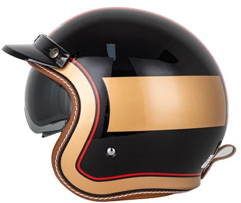 Open Face Low Profile Helmet, Motorcycle Helmet with Inner Sun Visor, Open Face Jet Motorbike Helmets for Adult - Motorbike Rider Road Legal ECE22-06 Approved