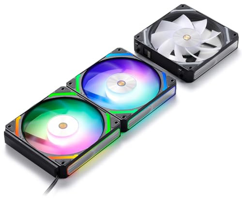 LTC CF-121D 120mm PC Case Fan, Daisy-Chain Connection, 5V 3Pin ARGB Lighting, 4 Pin PWM Case Fan, for Radiator/Computer Case Cooling, 120x120x25mm, 3 Pack, Reverse Blade, Black