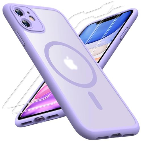 TOCOL für iPhone 11 Hülle für Magsafe, Vollständiger Kameraschutz Stoßfest Kratzfest Transluzente Rückseite Magnetisch Handyhülle für iPhone 11 Case, Lila