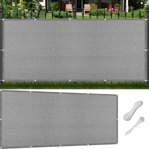 Sonnensegel mit Ösen Rechteckig 35 x 130 cm Uv-Schutz Windschutz Sonnenschirm Segel Sonnenschutz Netz Reißfest Meterware für Garten Balkon Terrasse Patio, Hellgrau