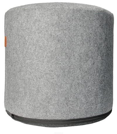 Bertoni Hocker Sitzhocker Pouf Sitzpuff Puff Aus Filz 40 x 40 cm Rund Stabil Abnehmbarer Bezug Waschbar Grau