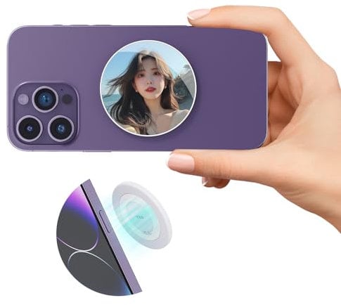 VRIG Specchio magnetico per selfie da 5,6 cm per fotocamera posteriore, specchio convesso sottile per telefono cellulare per Magsafe, compatibile con iPhone 15, 14, 13, 12 Pro Max Plus, custodia