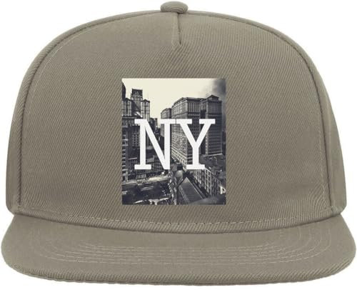 New York Skyscrapers Style Art Snapback Flat Visor Cotton Blend Cap Gray, grau, Einheitsgröße