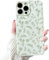 NITITOP Compatible with iPhone 14 Pro Case Cute for Women Girl Vintage Flower Floral Leaves Pattern Trendy Slim Fit TPU Silicone Shockproof Girly Fashion Protective Phone - Green