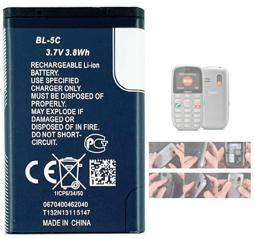 Aousavo BL-5C ersatz akku Kompatibel mit sostituisce [Gigaset] GL390, GL590 V30145-K1310-X470 Senioren Mobile Phone