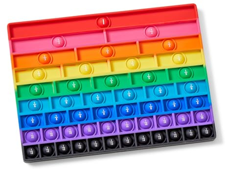 hand2mind Rainbow Fraction Sensory Bubble Popper, Push Pop Fidget Toys for Kids, Fraction Manipulatives, Montessori Math Materials, Fine Motor Toys, Calm Down Corner Supplies, Fidgets for Classroom