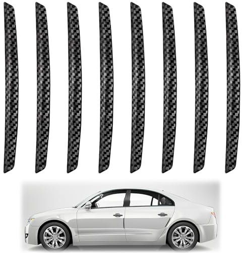 8 protectores de borde de puerta de coche, fibra de carbono negro, protección para el espejo retrovisor, fuerte adsorción
