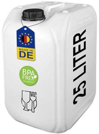 Bidon de 25 litres pour boissons et eau DIN 61 | Convient à un usage alimentaire, sans BPA et homologué ONU | Pour la restauration domestique, le commerce, le camping | Robuste et durable (1 x 25 l)