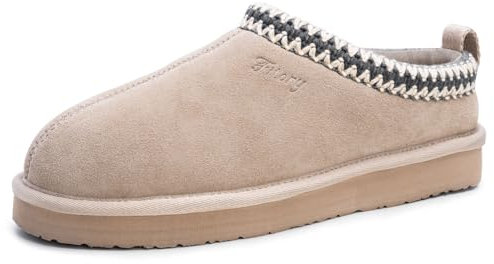 FITORY Damen Hausschuhe aus Wildleder，Flache Mini-Booties mit Fell，Lässige und bequeme Damenschuhe für den Winter,Farbe Grau, Größe 38