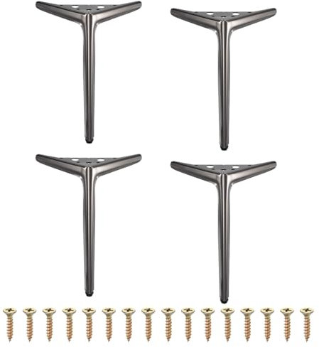 sourcing map 4Pcs Metal Furniture Legs, 10 Triangle Replacement Couch Dresser Legs Furniture Feet for Bed Table Cabinet Sofa(Gun Black)