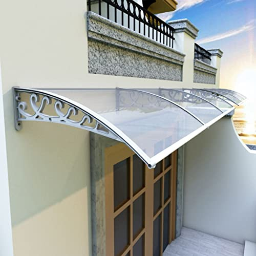 Aluminum Porch Canopy Awning Rain Shelter Outdoor Garden Canopy with UV Resistant/Waterproof Transparent Polycarbonate Board for Patio Deck Yard Roofing 60x170cm