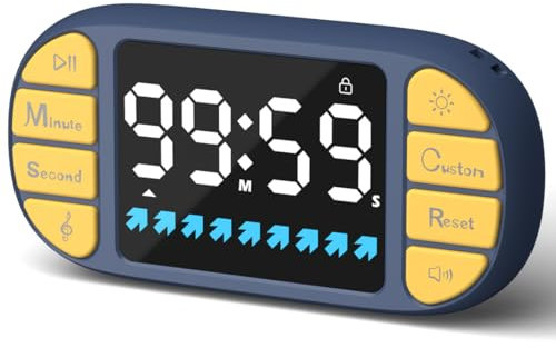 DOOMAY Temporizador digital de cocina - Temporizador magnético de cuenta regresiva, pantalla LED grande de 3,6 pulgadas, 3 niveles de brillo, 4 niveles de volumen, 4 sonidos de alarma para niños,
