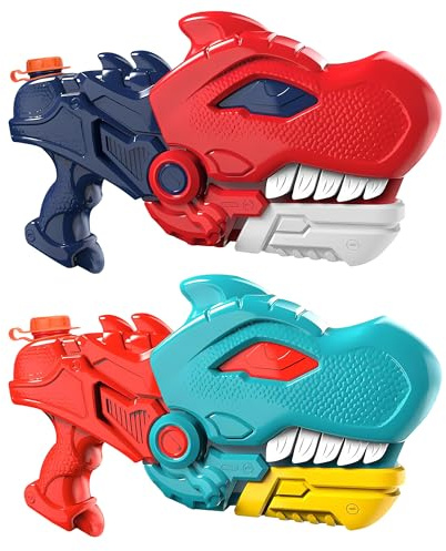 MICHIHOMIE 2 Stück Dinosaurier Wasserpistole für Kinder, Kinder Erwachsene Wasserpistole 8-10M Super Soaker Wasserpistole 600ml,Garten Swimmingpool Außenstrand Wasserpistole Spielzeug