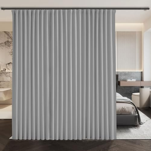 ABBRIGE Extra breite Verdunkelungsvorhänge Raumtrenner Schalldicht - Boden bis Decke Vorhang für Deckenschiene oder Stange mit Haken - Sichtschutz Raumteiler Vorhänge für Wand Deckenmontage Schiene, 1