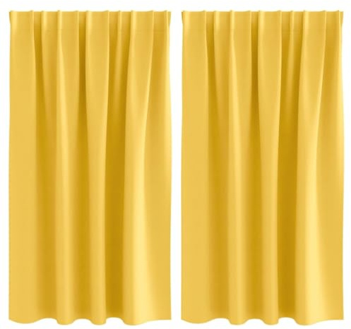 vidaXL Verdunkelungs-Vorhänge mit Ringen 2 STK. Senfgelb 140 x 140 cm