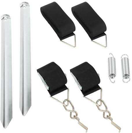 Kit complet de store banne anti-tempête avec 2 piquets de tente, 2 ressorts, 2 sangles de serrage, 1 sac, accessoires de camping-car résistants aux intempéries pour stabiliser l'auvent