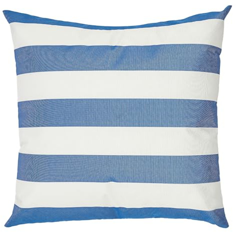 QIERF Outdoor Kissen wasserdichte Kissenfüllung Sofakissen 45x45cm, Streifenmuster, Unsichtbarer Reißverschluss für Garten, Balkon, Sofa und Strand (Blau, Weiß)