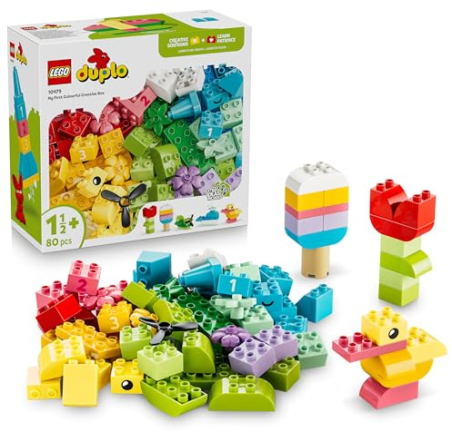 LEGO DUPLO Classic Bunte Kreativbox - Lernspielzeug zur Förderung der Feinmotorik für Kleinkinder - inkl. Zahlensteine, Tiere, Fahrzeuge & Spielessen - Geschenk für Jungen & Mädchen ab 1 Jahr - 10479