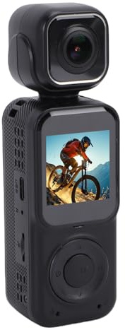 Tosuny 4K P ocket Vlogging Camera, WiFi Handheld Video Recorder with 1.54 Screen, 180° Rotation Dual Lens, 130° Wide Angle, Loop Recording, Action Camera for Cycling, Outdoor