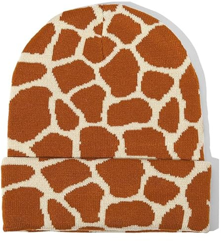 Muorruo Camo Beanie Mütze für Männer und Frauen, Giraffen-Kuh-Print, Leoparden-Geparden-Print, Geschenke, Strickmütze, lustige Tier-Themen-Sachen, Geschenke für Liebhaber