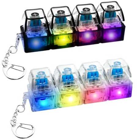 2 Pcs Mini Keyboard Fidget Toy Light Up,Portable Fidget Keyboard with LED Light,Decompression Gift for Adults