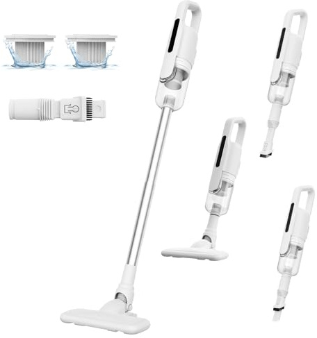 Suirviz U5PRO Aspiradora sin Cable 28000Pa, Escoba Aspiradora Ligera | Vertical y de Mano, Filtro HEPA Lavable, Sistema Antienredos, para Suelos Duros, Mascotas, Hogar y Coche