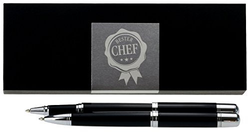 Kaufdeingeschenk Bester Chef graviertes Schreibset mit Kugelschreiber, Tintenroller und Etui