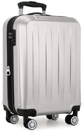 Elite Luggage Erweiterbarer Hartschalen-Trolley, Silber, 21 Carry-on, Erweiterbares Hartschalengepäck mit Spinnrädern
