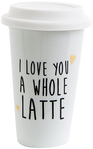 Chickidee Homeware A Whole Latte Travel Mug, Bone China, White, 10 x 9 x 15 cm