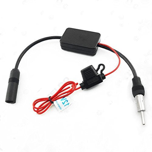 Kunfine Universal Auto Car Radio FM Antenna Signal Booster Amp Amplifier Car Radio Signal Amplifier for Marine Car Vehicle Boat RV 12V Signal Antenna Enhance