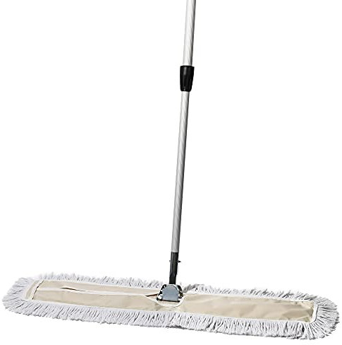 Tidy Tools Commercial Dust Mop & Floor Sweeper, 36 in. Dust Mop for Hardwood Floors, Cotton Reusable Dust Mop Head, Extendable Mop Handle, Industrial Dry Mop for Floor Cleaning & Janitorial Supplies