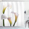 ABAKUHAUS Blume Duschvorhang, Calla-Lilien Romantische, Stoffliches Gewebe Badezimmerdekorationsset mit Haken, 175 x 200 cm, Grün Weiß Gelb