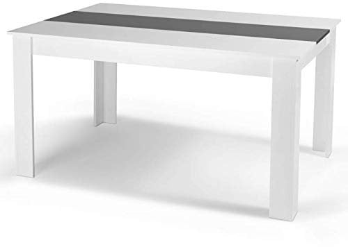IDMarket - Table à Manger Rectangle Georgia 8 Personnes Blanche et Grise 160 x 90 cm