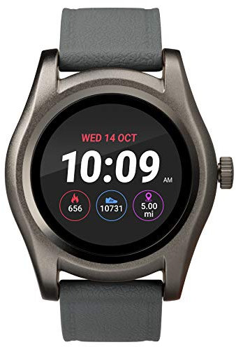 iConnect by Timex TW5M31600 Gunmetal Round Smartwatch, Gray Silicone Strap