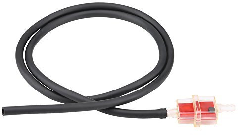 6mm 1/4 pulgada Manguera de Gaslina, Filtro de Combustible y Manguera de Combustible y Juego de Abrazaderas de Tubo(Rojo)