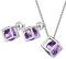 Aurora Tears Februar Birthstone Halskette Ohrstecker 925 Sterling Silber Lila Amethyst Platz Geburt Stein Schmuck Set Geschenke für Frauen und Mädchen DS0028F